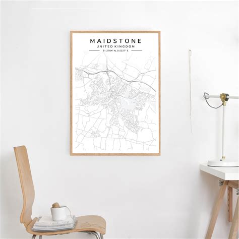 Maidstone Map Print Maidstone Map Poster Black & White | Etsy