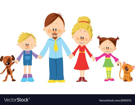 Family Holding Hands Cartoon