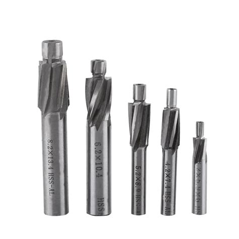 5pcs/set M3 M8 Mill Cutter Drill Bits 4 Flutes HSS Countersink End Mill Cutter Slot Drill Bit ...