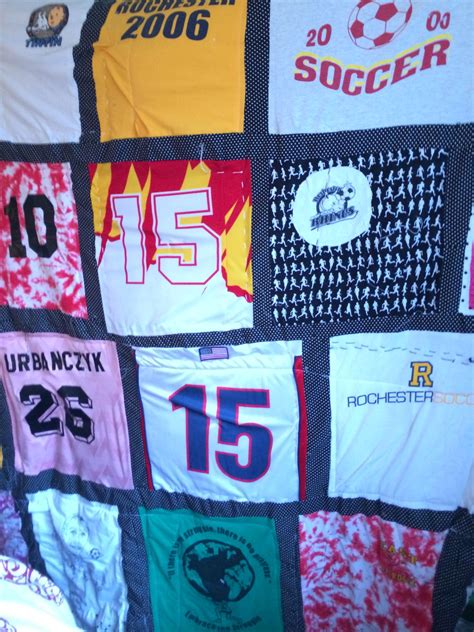 A quilt made out of #emily cirino's soccer jerseys