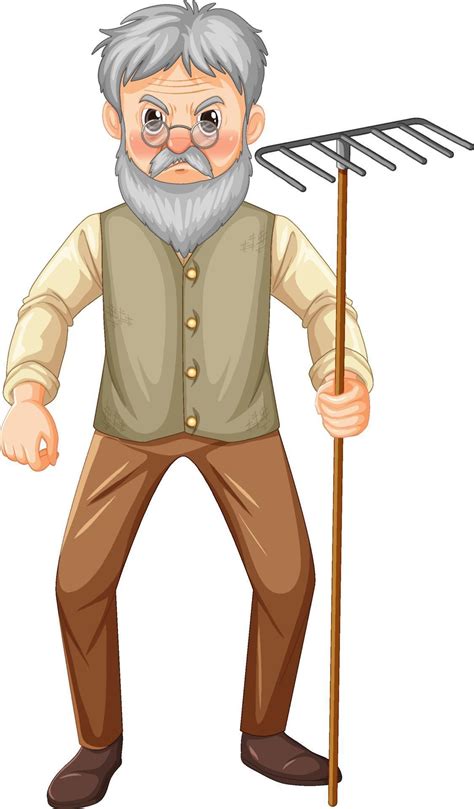 Old farmer man cartoon character holding rake garden tool 2290076 ...