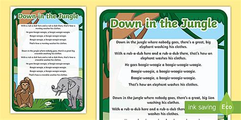 Jungle Songs for Early Years Down- in the Jungle Rhyme