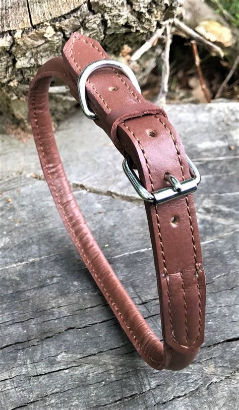 Hand Made Soft Leather Rolled Dog Collar Brown - Etsy