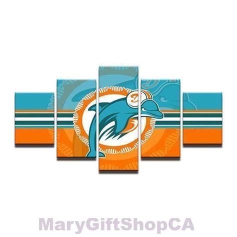 Miami Dolphins Cartoon Logo Mascot Icon Racing Style Canvas | Etsy