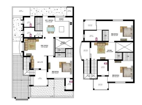 Two-story house floor plan cad drawing details dwg file - Cadbull