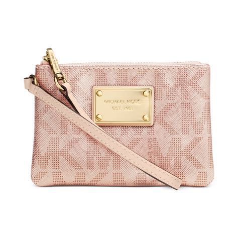 Lyst - Michael Kors Small Signature Wristlet in Pink