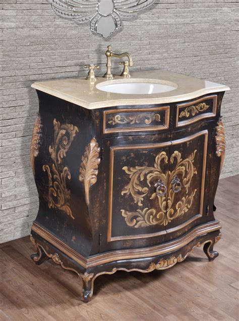 Adelina Antique hand painted 33" Wide Single Bowl Bathroom Vanity ...