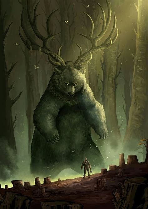 summoned bear spirit summoner with giant horned bear spellcaster for ...