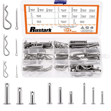 Buy Rustark 122Pcs 15 Sizes 304 Stainless Steel Cotter Pin Clip Key Fastener Fitting Assortment ...