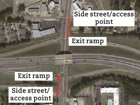 Side streets/access points and exit ramps (image: Google Earth ...