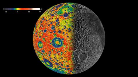 Gravity Field of the Moon overlaid with terrain map - YouTube