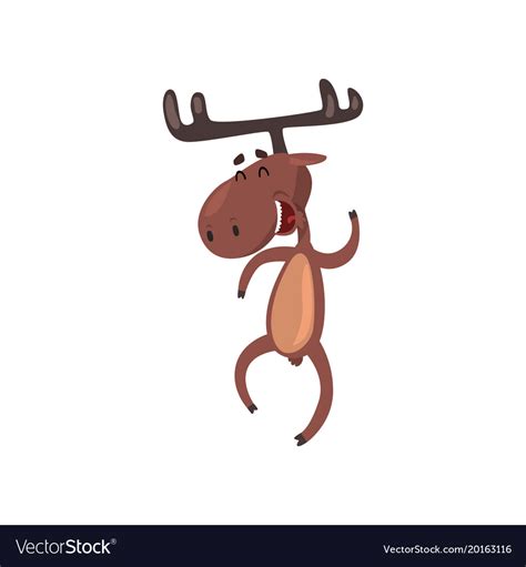 Cute funny deer cartoon character with antlers Vector Image