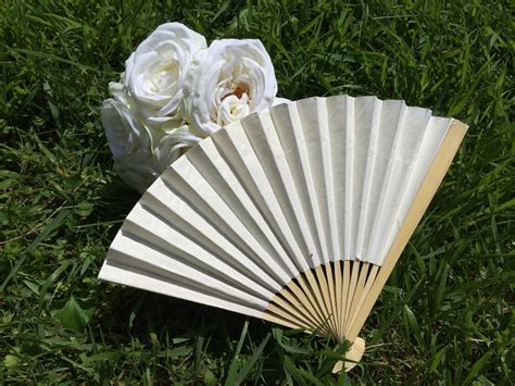 Ivory Paper Fan for Wedding Ceremony, Wedding Favor