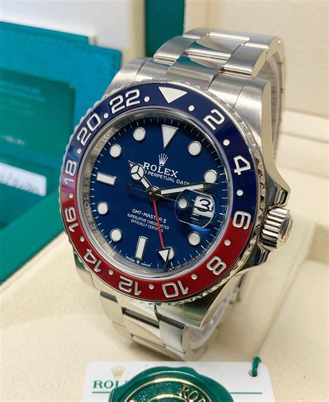 Rolex GMT-Master II 40mm White Gold Pepsi Blue Dial Oyster, 59% OFF