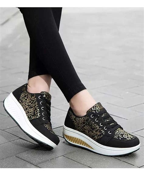 Black floral print rocker bottom shoe sneaker 1933 | Rocker bottom shoes, Rocker sole, Casual ...