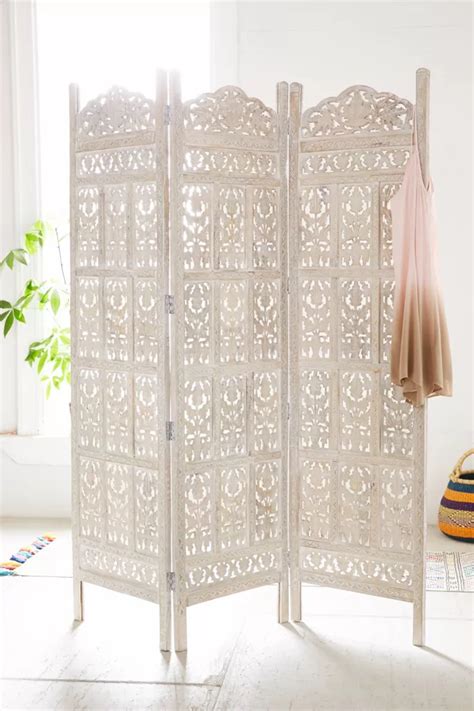 Amber Carved Wood Room Divider Screen | Urban Outfitters