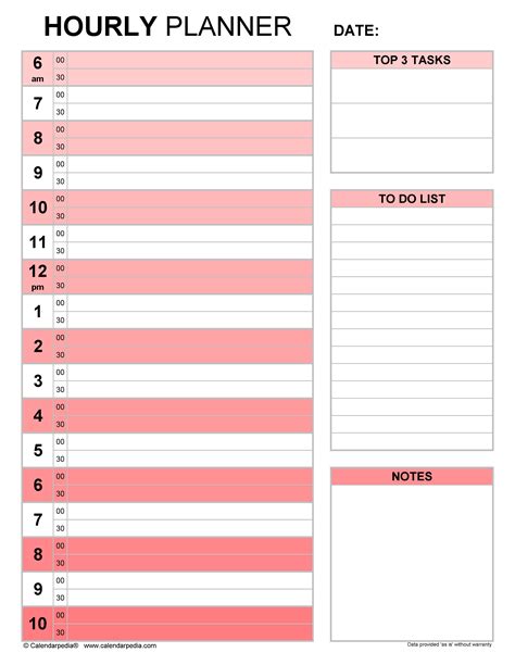 Free Printable Hourly Planner