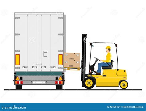 Forklift and trailer stock vector. Illustration of lift - 42196181