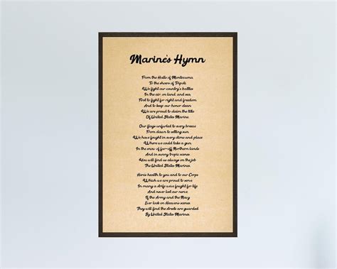 Marine Corps Hymn Poster Retro Us Military Lyrics Art for - Etsy