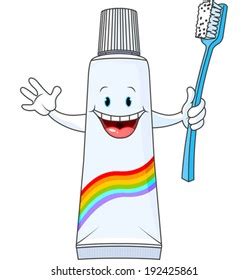 Cartoon Toothpaste Character Holding Toothbrush Stock Vector (Royalty ...