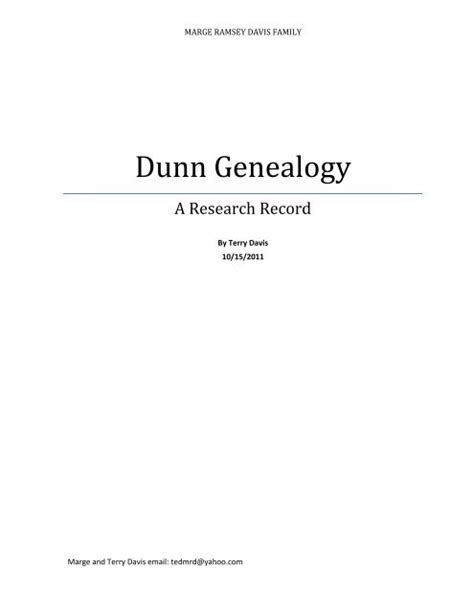 Dunn Genealogy - Davis Genealogy Home Page