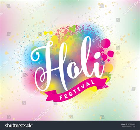 Happy Holi Festival Colors Typography Colorful Stock Vector (Royalty ...