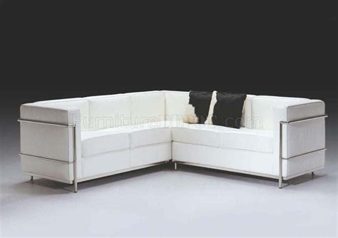 White Full Italian Leather Ultra Modern Sectional Sofa F02L