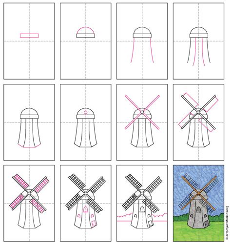 How to Draw a Windmill · Art Projects for Kids