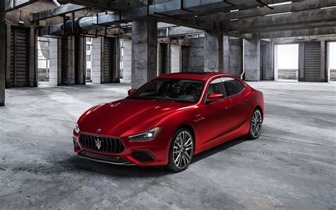 Download wallpapers Maserati Ghibli Trofeo, 2021, front view, exterior, red sedan, new red ...