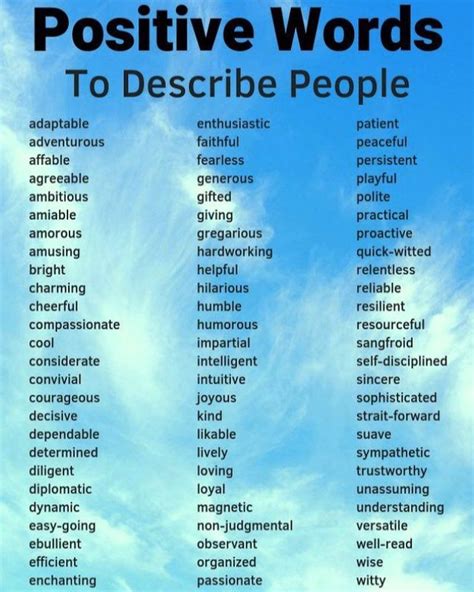 Positive Words To Describe People - Academic