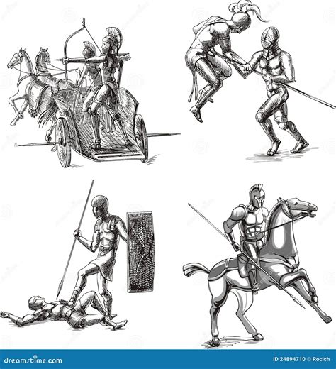 Ancient Gladiator Sketches Vector Illustration | CartoonDealer.com ...