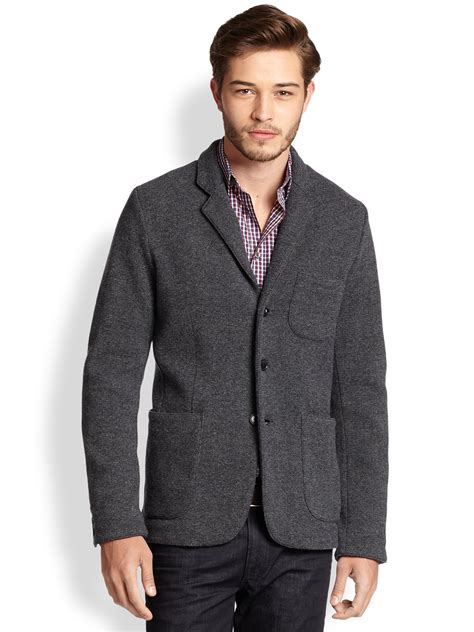 Vince Wool Knit Blazer in Grey (Gray) for Men - Lyst