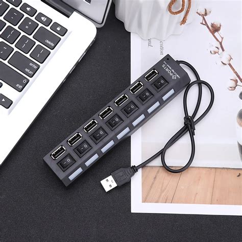 USB HUB USB Switch Hub 2.0 Adapter High Speed Multi 7 Ports Hub USB On ...