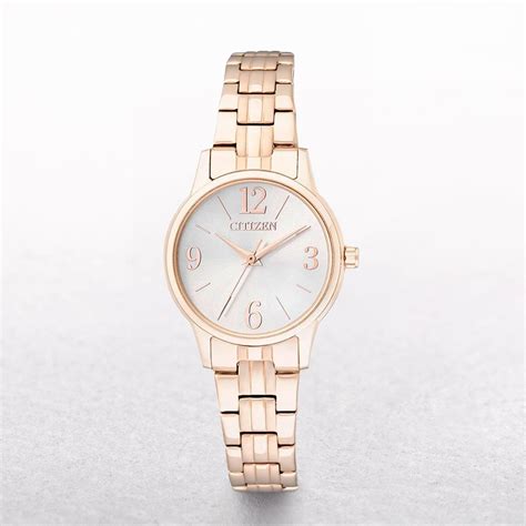 Ladies Citizen Rose Gold Tone Watch with White Dial