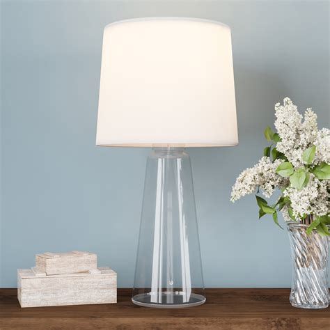 Clear Glass Lamp-Open Base Table Light with LED Bulb and Shade-Modern Decorative Lighting for ...