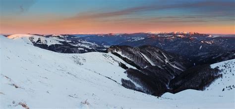 Winter Mountains Landscape at Sunset - Slovakia - Fatra Stock Photo ...