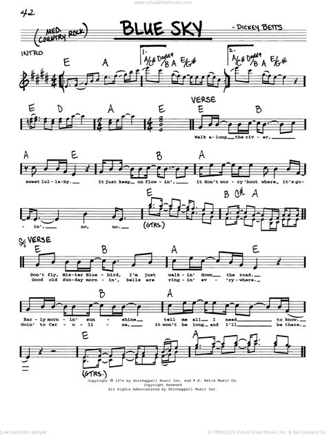 Blue Sky sheet music (real book with lyrics) (PDF)