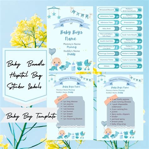 Baby Boy Editable Hospital Documents Sticker Labels Hospital - Etsy