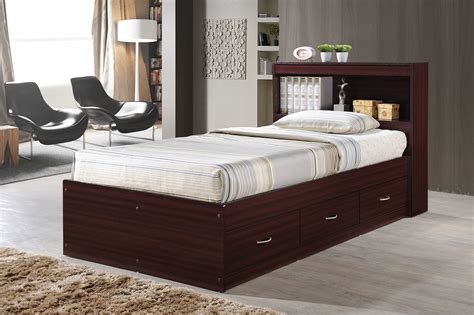 Hodedah 3-Drawer Captain Storage Bed, Brown, with Headboard - Walmart.com