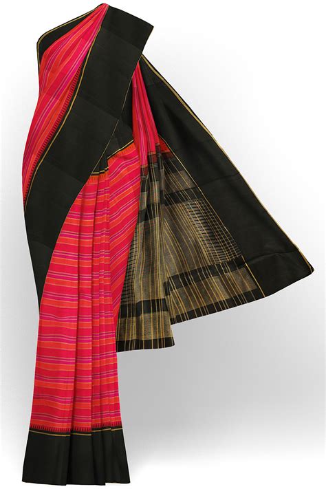 Red saree with black border - Sri Kumaran Stores