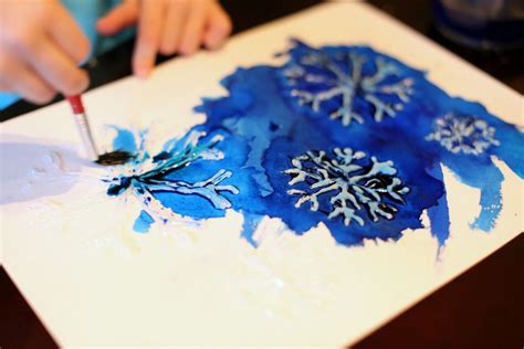 Winter Watercolor Resist Art with Free Printable Snowflake Template | Snowflake template, Resist ...