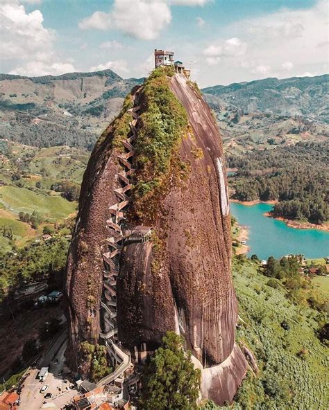 Would you climb these stairs of The Rock of Guatapé?👇💬 El Peñol, Colombia. | Colombia travel ...