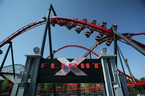 X Flight At Six Flags Great America Roller Coaster Ride