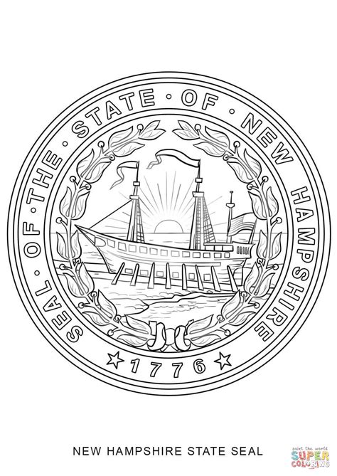 New Hampshire State Seal coloring page | Free Printable Coloring Pages