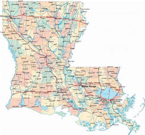 Details About Louisiana Road Map Glossy Poster Picture Photo State ...