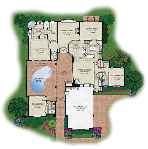 Perfect Courtyard House Plan with Privacy and Small Pool