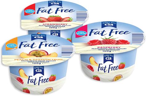 GOLDEN ACRE Low Sugar Fat Free Fruit Yogurts 100g (Pack of 20 Yogurts in 3 Mixed Flavours ...