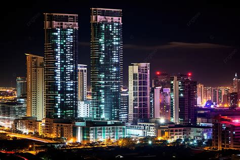 The Night View Of Skyscrapers Background, Architecture, Domestic Travel ...