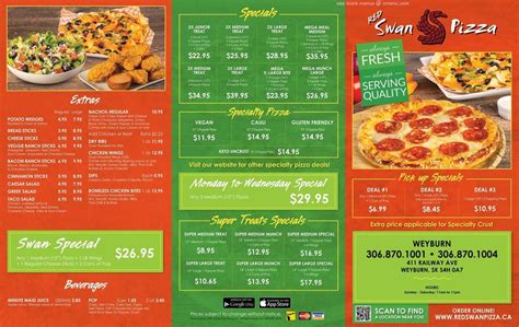 Menu at Red Swan Pizza Weyburn pizzeria, Weyburn