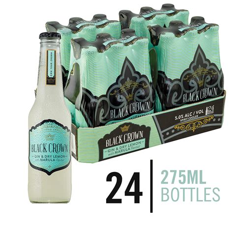 Black Crown Premix Gin and Dry Lemon with Marula 24 x 275ml Bottles ...